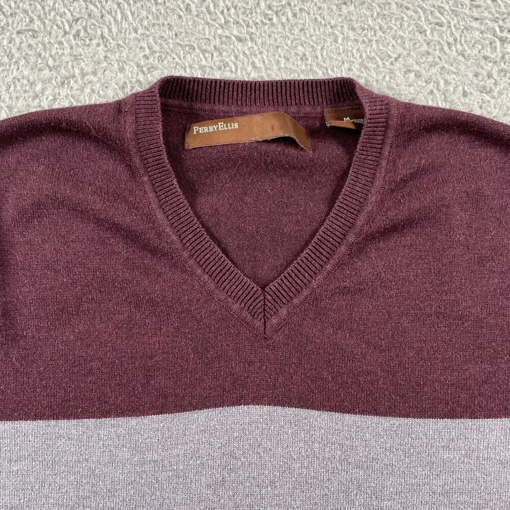 Perry Ellis Sweater Mens Medium VNeck Colorblock Pullover